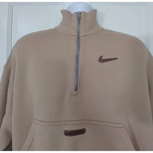 Nike Sportswear Trend Fleece 1/4 Zip Pullover Tan Women's Large Style DV4427-200 - Picture 14 of 16